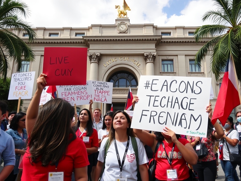 Professores protestam em frente à Câmara Municipal de SP após afastamento de diretores