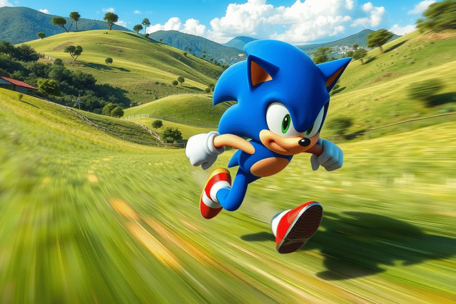 Sonic correndo por Green Hills