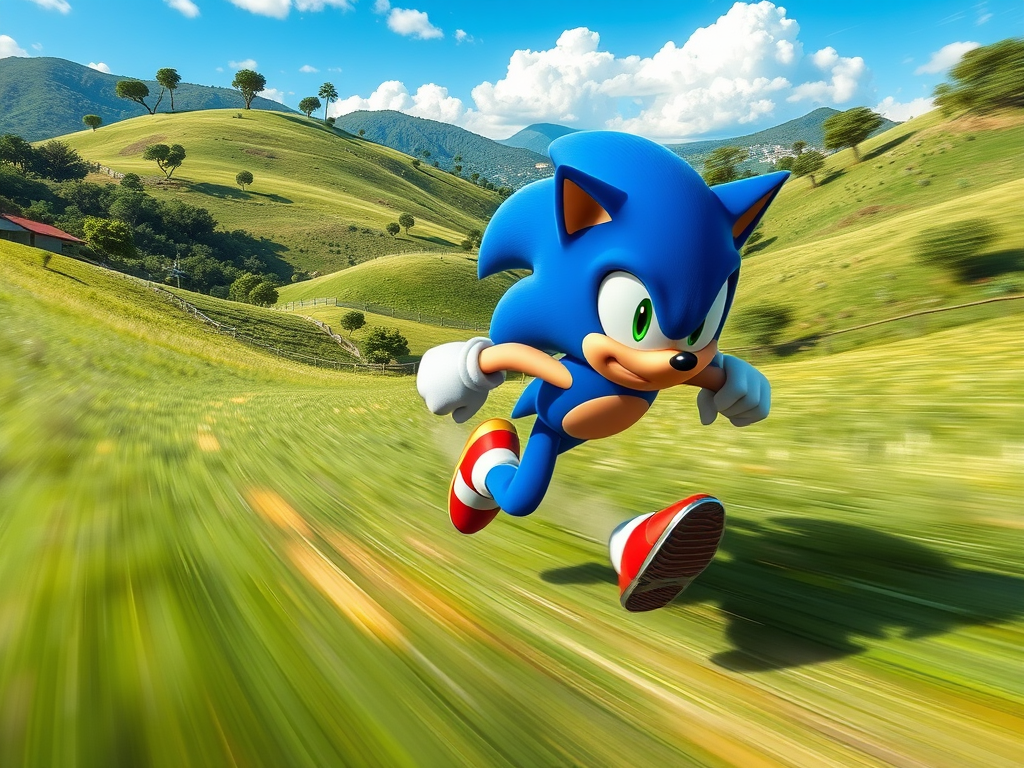 Sonic correndo por Green Hills